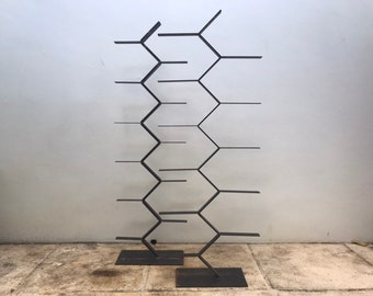 Pair of Large Modernist Geometric Steel Sculptures Mid Century Modern