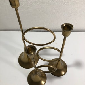 Modernist Brass Candle Holder Mid Century Modern image 5
