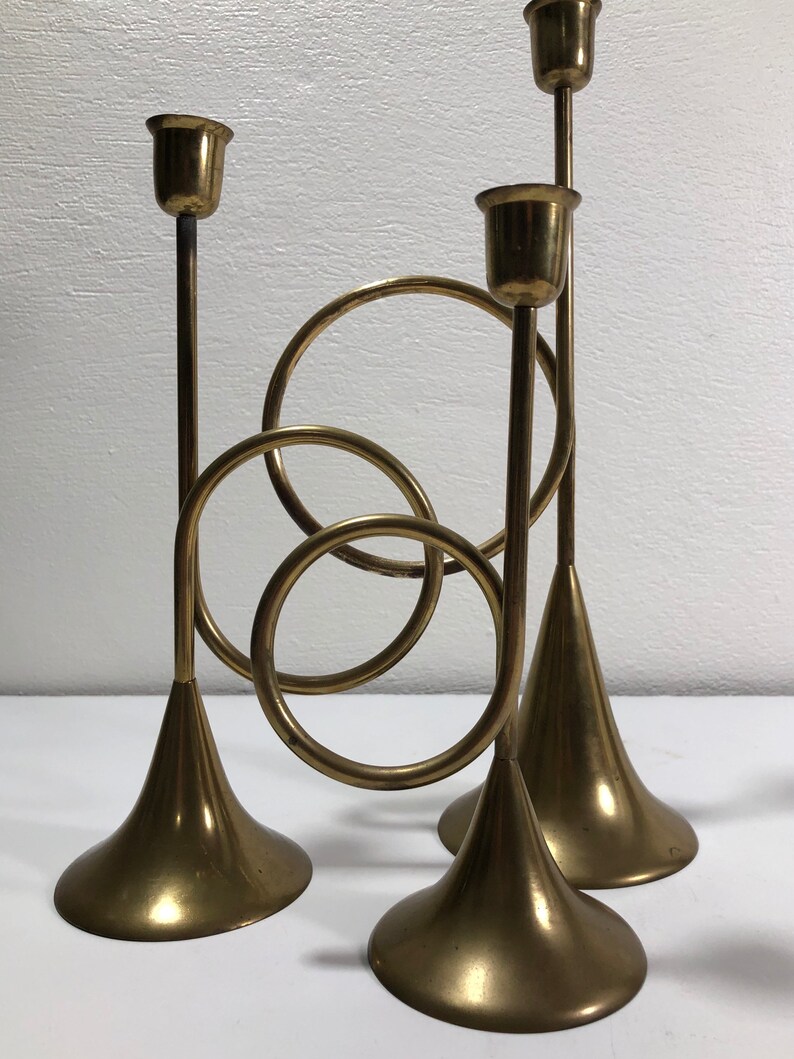 Modernist Brass Candle Holder Mid Century Modern image 6