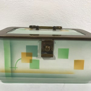 Bauhaus Suprematism Hinged Ceramic Box with Brass Hardware image 1