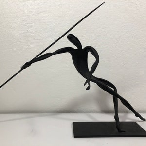 Modernist Steel Sculpture Javelin Thrower Signed Mid Century Modern image 1