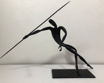 Modernist Steel Sculpture Javelin Thrower Signed Mid Century Modern