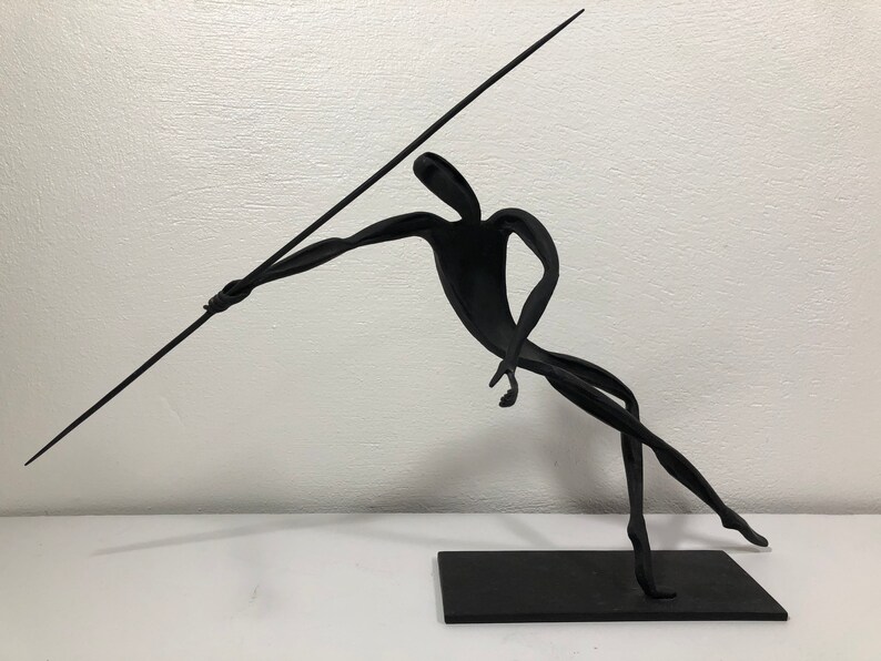 Modernist Steel Sculpture Javelin Thrower Signed Mid Century Modern image 1