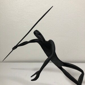 Modernist Steel Sculpture Javelin Thrower Signed Mid Century Modern image 10