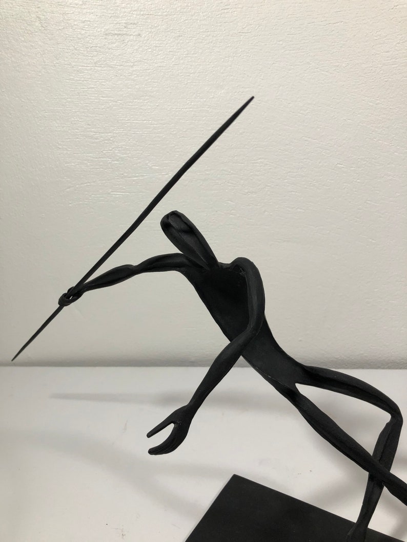 Modernist Steel Sculpture Javelin Thrower Signed Mid Century Modern image 10