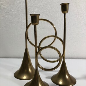 Modernist Brass Candle Holder Mid Century Modern image 3