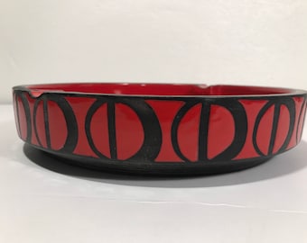 Large Red Ceramic Tray Made in Italy Mid Century Modern