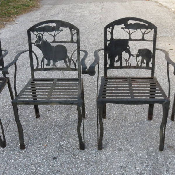 Patio Armchairs with The Four Big Game Animals of Africa Mid Century Modern