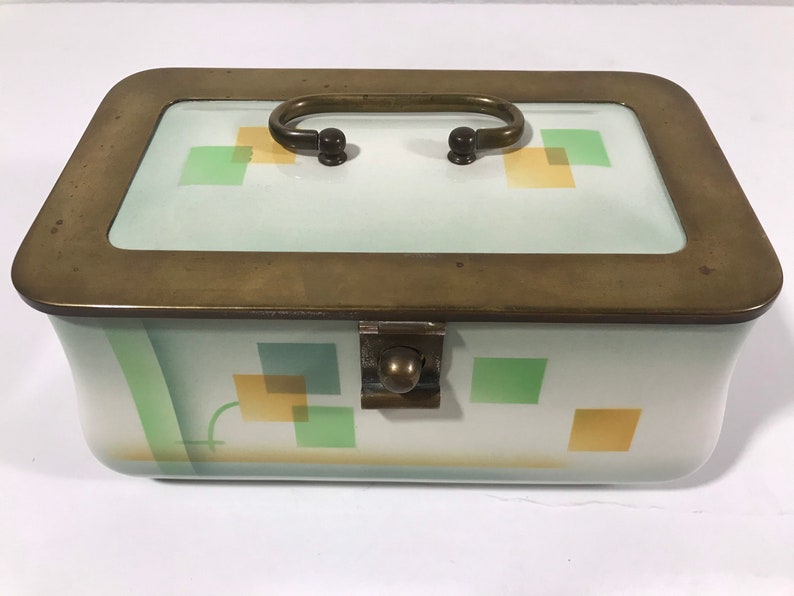 Bauhaus Suprematism Hinged Ceramic Box with Brass Hardware image 8