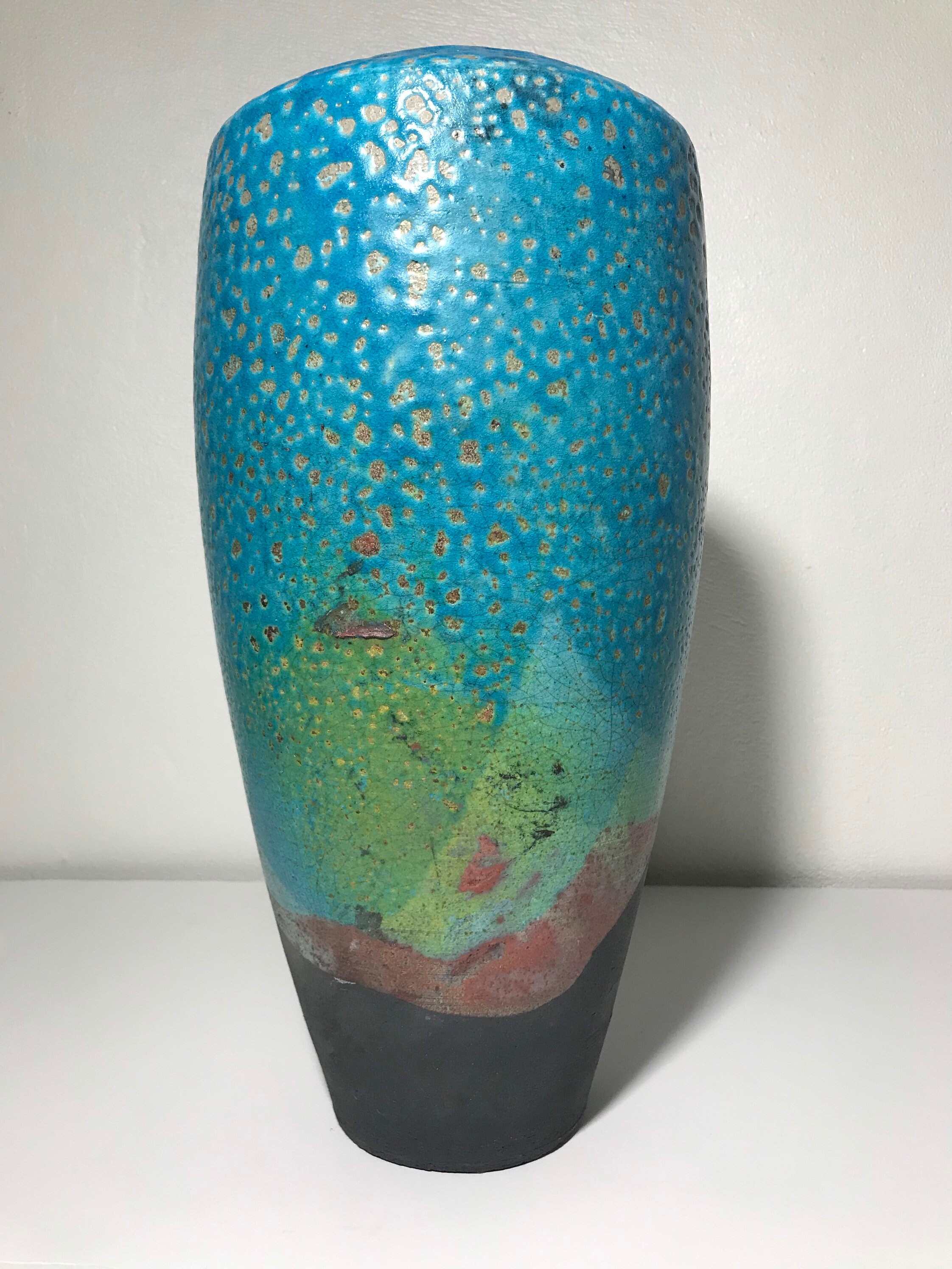 Large Raku Ceramic Vase Mid Century Modern Etsy