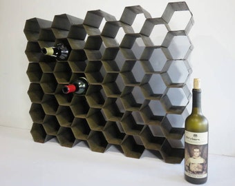 Steel Modernist Wine Rack Honeycomb Design Mid Century Modern