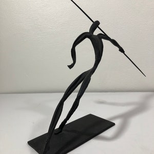 Modernist Steel Sculpture Javelin Thrower Signed Mid Century Modern image 3