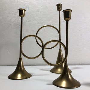 Modernist Brass Candle Holder Mid Century Modern image 2