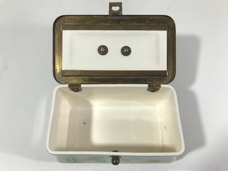 Bauhaus Suprematism Hinged Ceramic Box with Brass Hardware image 4