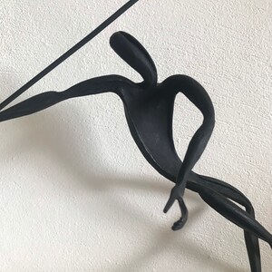 Modernist Steel Sculpture Javelin Thrower Signed Mid Century Modern image 9