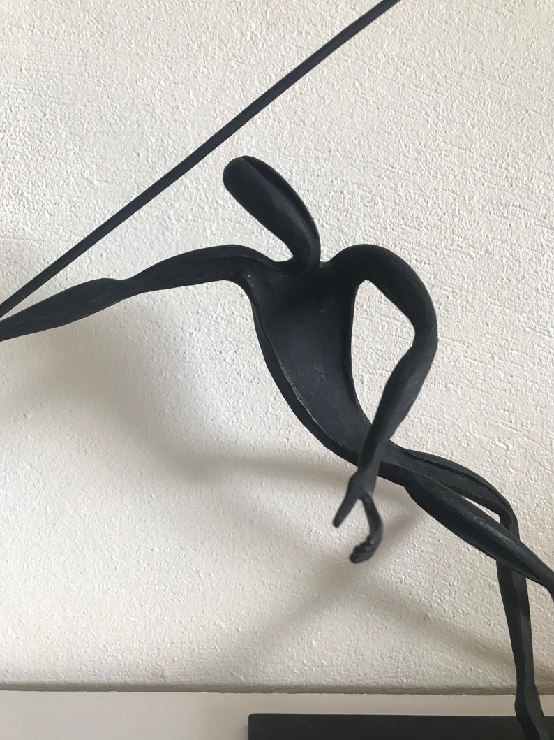 Modernist Steel Sculpture Javelin Thrower Signed Mid Century Modern image 9