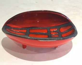 Roger Capron Signed Tripod Ceramic Tray Mid Century Modern
