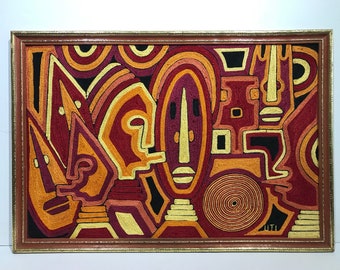 Modernist Embroidery Artist Signed by UTI Mid Century Modern