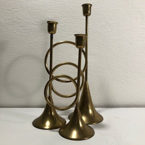 Modernist Brass Candle Holder Mid Century Modern image 1