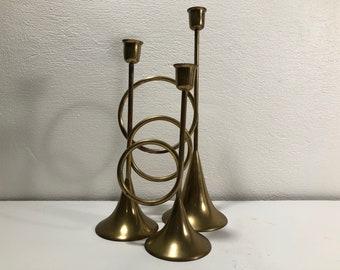 Modernist Brass Candle Holder Mid Century Modern