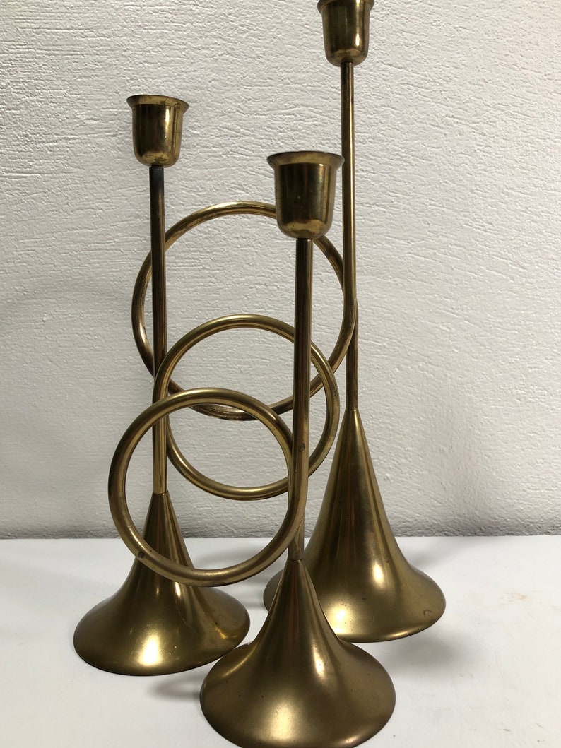 Modernist Brass Candle Holder Mid Century Modern image 7