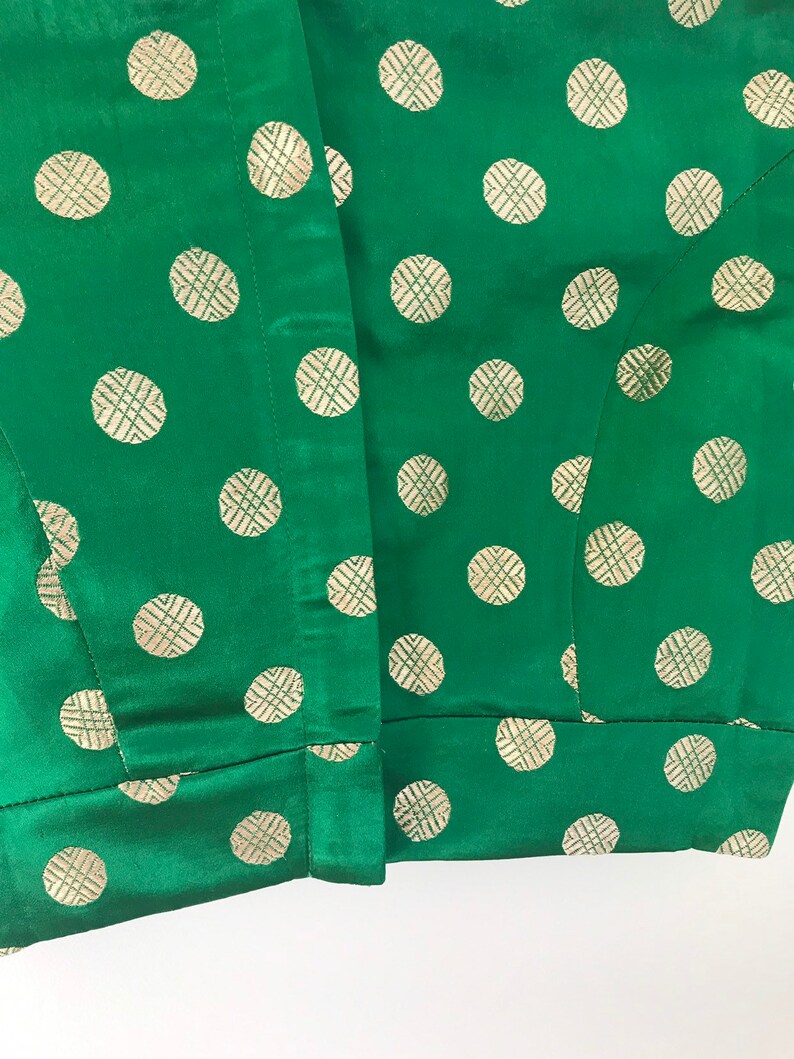 Silk brocade asharafi bootis blouse color green