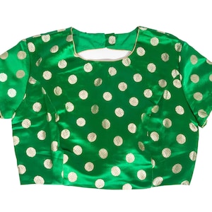 Emerald green silk brocade blouse
