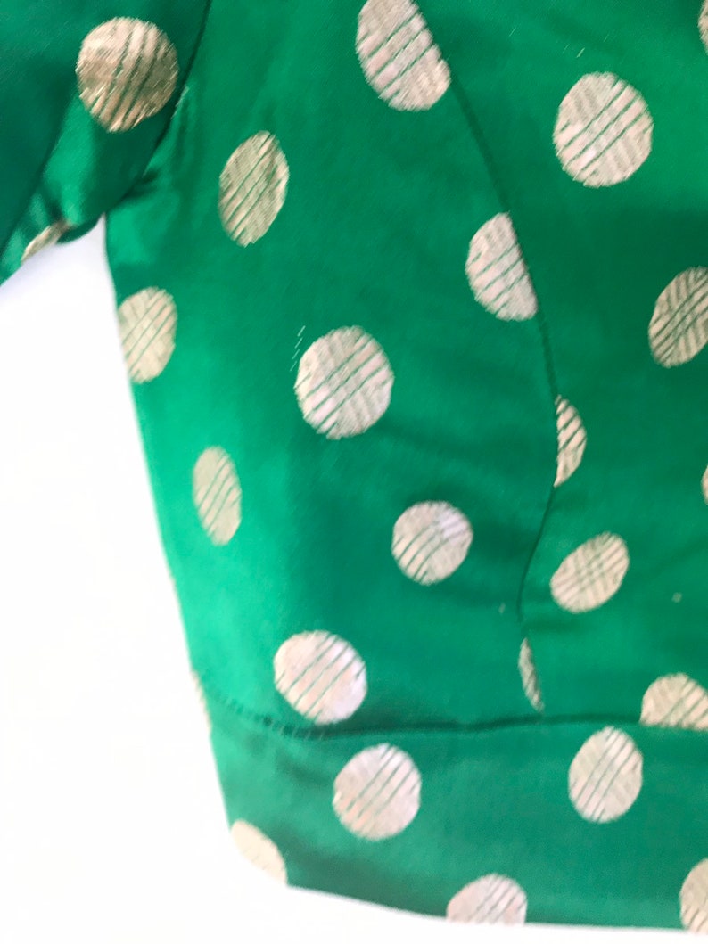 Silk brocade asharafi bootis blouse color green