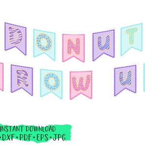 Grandir jusqu'à bannière de donut, Donut anniversaire bannière, bannière en anneau svg, couper fichier, camée silhouette, cricut