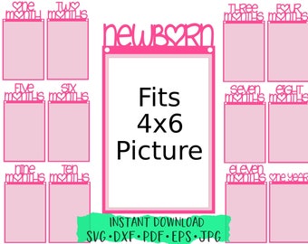 First Year Picture Banner, Baby&#39;s First Year Banner, Picture Banner svg, 4x6 Printable Picture Banner, cut file, silhouette cameo, cricut