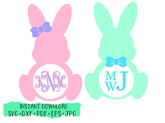 Download Easter Bunny Monogram Svg Bunny Circle Monogram Easter Etsy