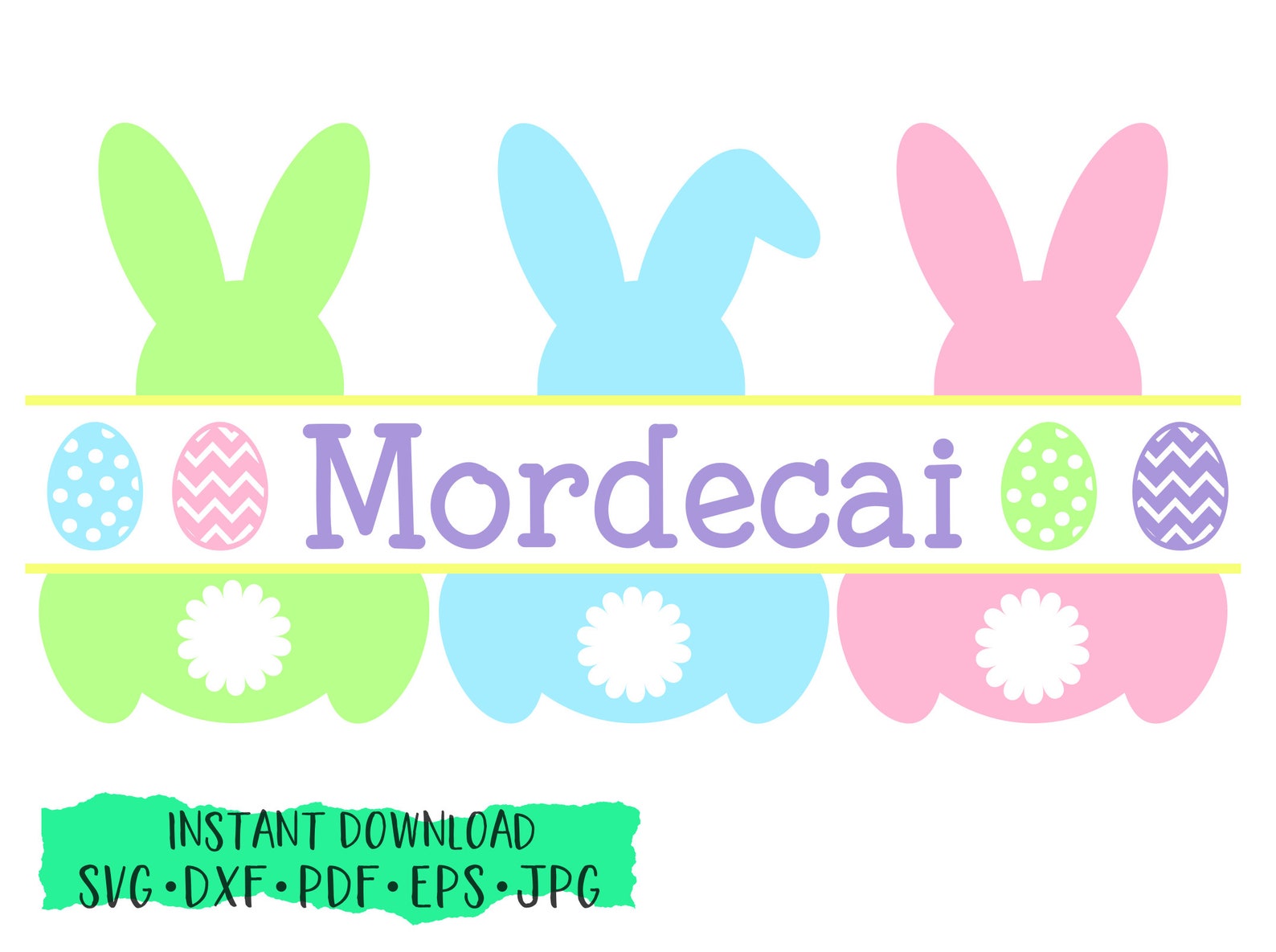 Easter Bunny SVG Easter Bunny Name SVG Bunny Split Monogram Etsy