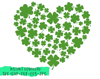 Heart of Shamrocks St Patrick&#39;s Day SVG, St Patrick&#39;s Day shirt, Clover Heart, cut file, silhouette cameo, cricut