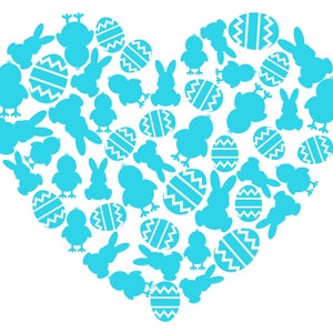 Heart of Easter Shapes SVG, Easter shirt design,Easter Bunnies, Easter Chicks, Easter Eggs, Heart, cut file, silhouette cameo, cricut image 2