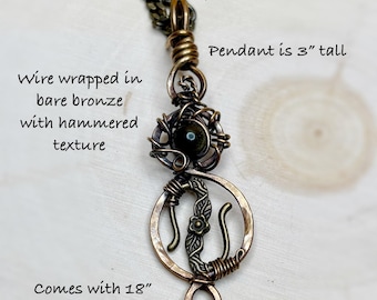 Handmade Gifts For Women Gold Sheen Obsidian Statement Necklace Wire Wrap Jewelry Floral Elegant Bronze Jewelry Gifts For Her Birthday