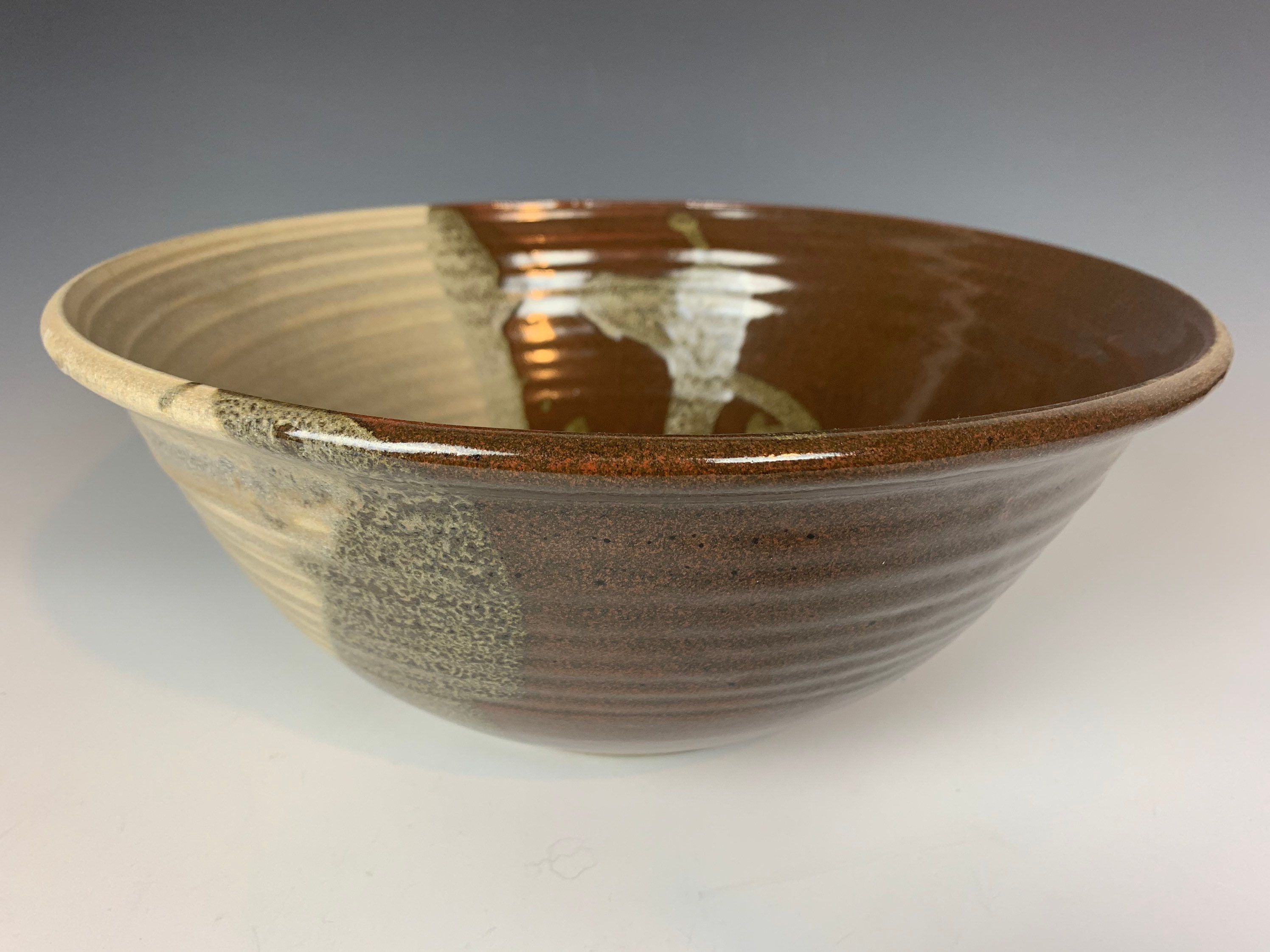 Large Red and Ecru Serving Bowl Etsy