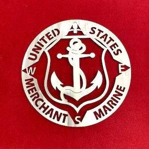 Metal Merchant Marine Emblem/Stainless Steel Metal/Military Artwork/Will Not Rust/Free Shipping/Made In USA/Christmas Gift/Patriotic Art