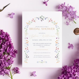 Secret Garden Wildflowers | Bridal Shower | Brunch | Garden Party | Wedding Rehearsal | Digital Invitation (Editable, Printable)