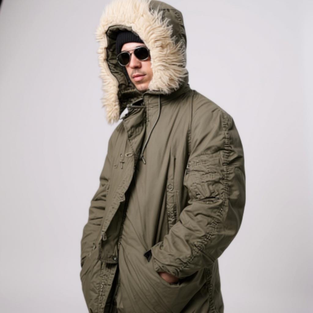 Vintage US GI Military N3B Arctic Snorkel Parka With Fur Trim Hood