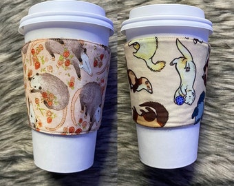 Taza acogedora funda de taza reutilizable lavable hurón zarigüeya lindo núcleo de cabaña