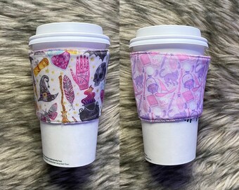 Taza acogedora funda de taza reutilizable lavable místico Wicca murciélago mágico pastel gótico kawaii lindo espeluznante estética