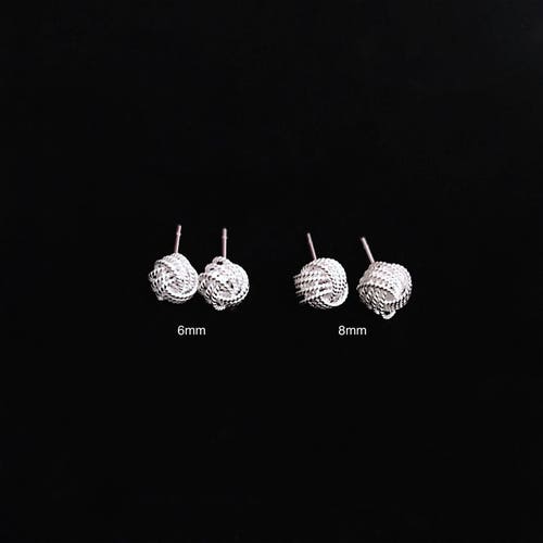 Love Knot Stud Earrings 6mm Twill Knot Stud Sterling Silver - Etsy