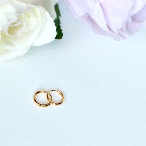 9mm Teeny Tiny, Sterling Sliver Gold Plated Endless Hoop Earrings, Huggies Hoop, Tiny Hoop, Cartilage, Piercings, Helix Earring, Hinged Hoop