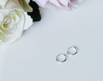 9mm Teeny Tiny, Sterling Sliver Endless Hoop Earrings, Huggies Hoop, Tiny Hoop Earring, Cartilage, Piercings, Helix Earring, Hinged Hoop