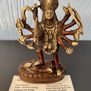 Kali & Shiva Brass Standing Statue Antique-Style Figurine
