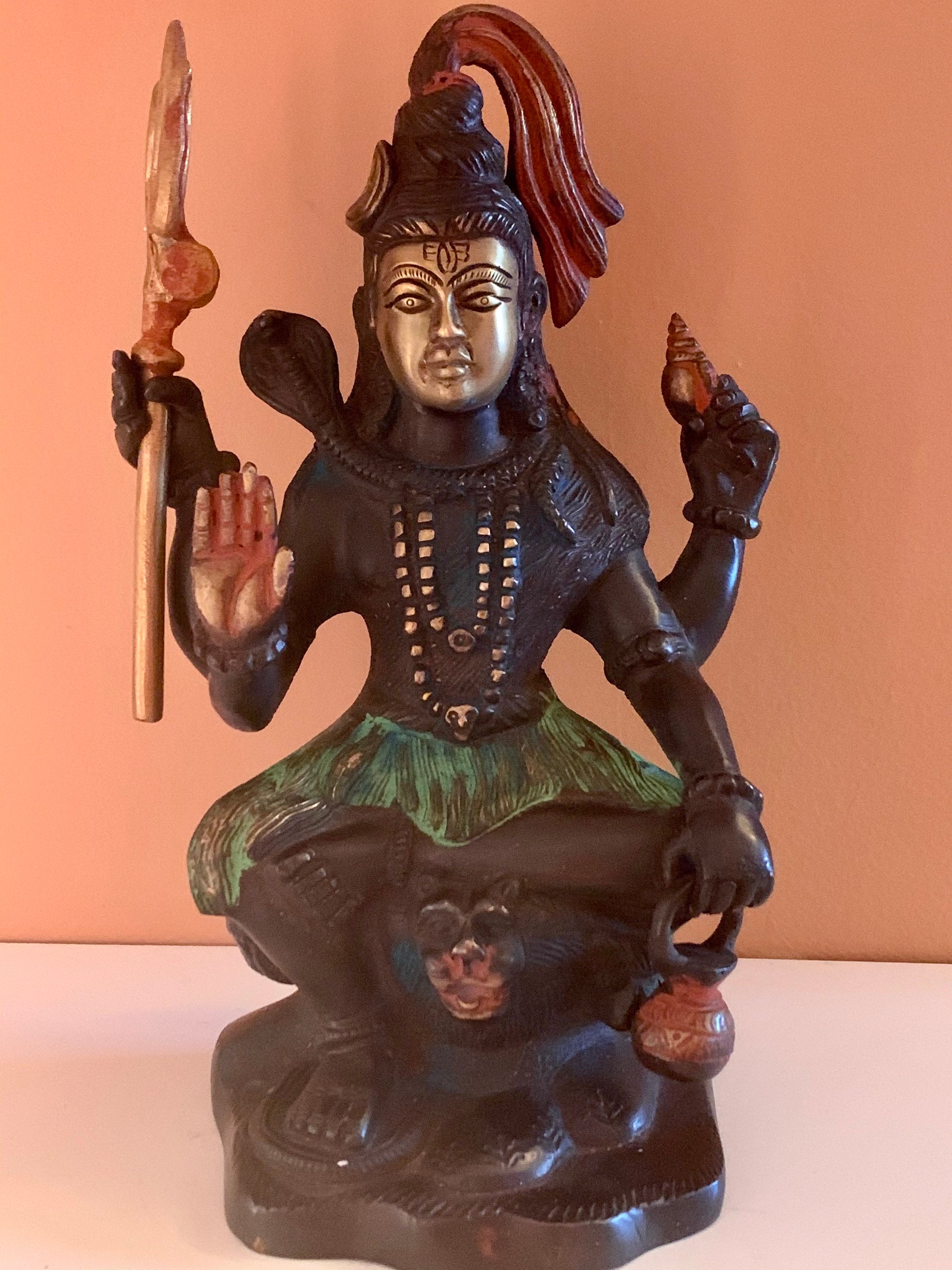 Shiva Antique-Finish Multicolored Heavy Brass Idol Statue