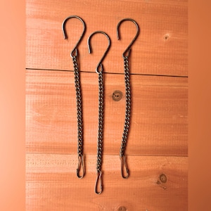 Hanging Metal Chain Link with Hook & Clip for Garden Patio Decor Birdfeeders Lanterns Wind Chimes (Set of 3. See Item Details for more info)