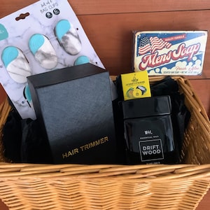 Gift Basket for Men Birthday Thank You Gift Box with Trimmer SPA Soap & Candle (Cruelty-feee and Vegan)