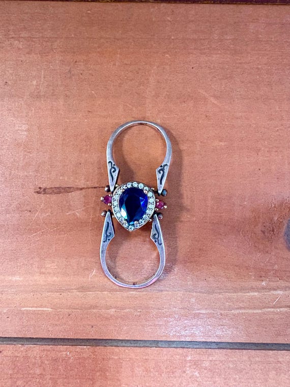 Reversible Double-Stone Vintage Ring Ruby & Sapph… - image 5