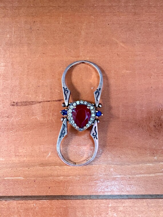 Reversible Double-Stone Vintage Ring Ruby & Sapph… - image 4